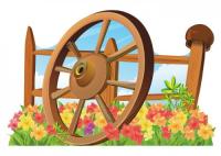 Декорация "Забор с колесом"