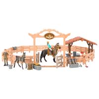 Набор фигурок животных  серии "Мир лошадей": Конюшня игрушка, лошади, фермер, наездница, инвентарь -  20 предметов