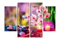 Модульная картина "Свечи и орхидеи"