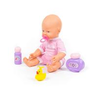 Пупс "Малыш" (35 см) с соской + набор для купания (3 элемента) (в коробке)