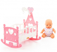 Пупс "Славный" + кроватка-качалка